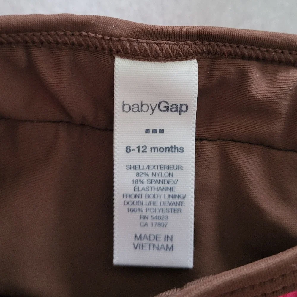 Baby Gap Swimsuit 6-12 Months Girls Bikini‎ Brown Pink Orange 2 pc Set Ruffle